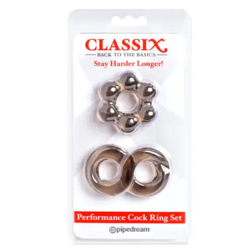 Classix 3-Piece Performance Cock Ring Set - Smoke - Cock Ring