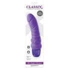 Classix Mr Right purple silicone vibrator with textured shaft and curved shape