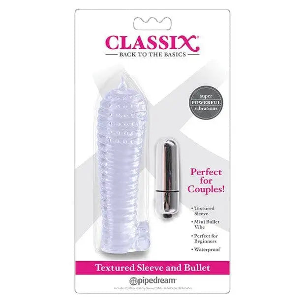 Classix Textured Sleeve & Bullet: Enhance Pleasure with Textured Transparent Sleeve and Silver Vibrator