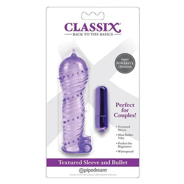 Classix Penis Enhancement Purple Classix Textured Sleeve & Bullet at the Haus of Shag