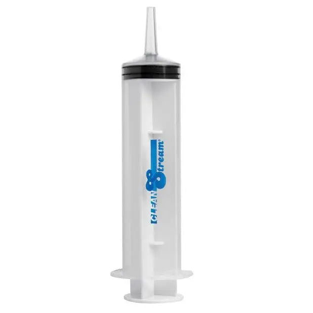 CleanStream 150ml Enema Syringe - White Bottle with Black Lid and Cap