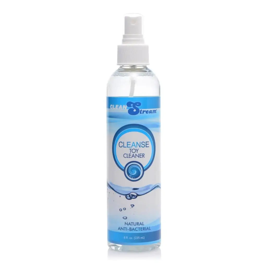 Close-up of CleanStream Cleanse Natural Toy Cleaner bottle on a white background