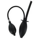 A pair of black earphones paired with the CleanStream Inflatable Enema Plug for easy use