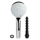 Close-up of CleanStream Shower Head with Silicone Enema Nozzle and black hose