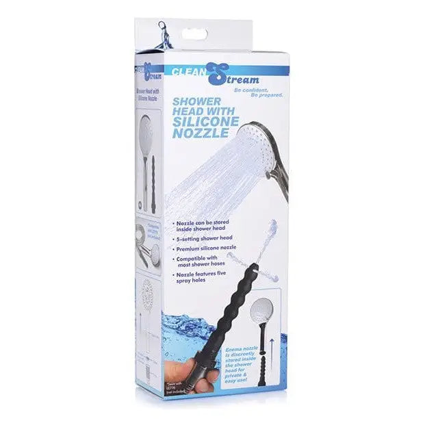 CleanStream Shower Head with Silicone Enema Nozzle displaying a powerful shower spray