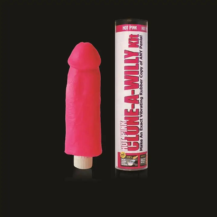 Bright pink Clone-A-Willy exact vibrating personal sex toy with packaging