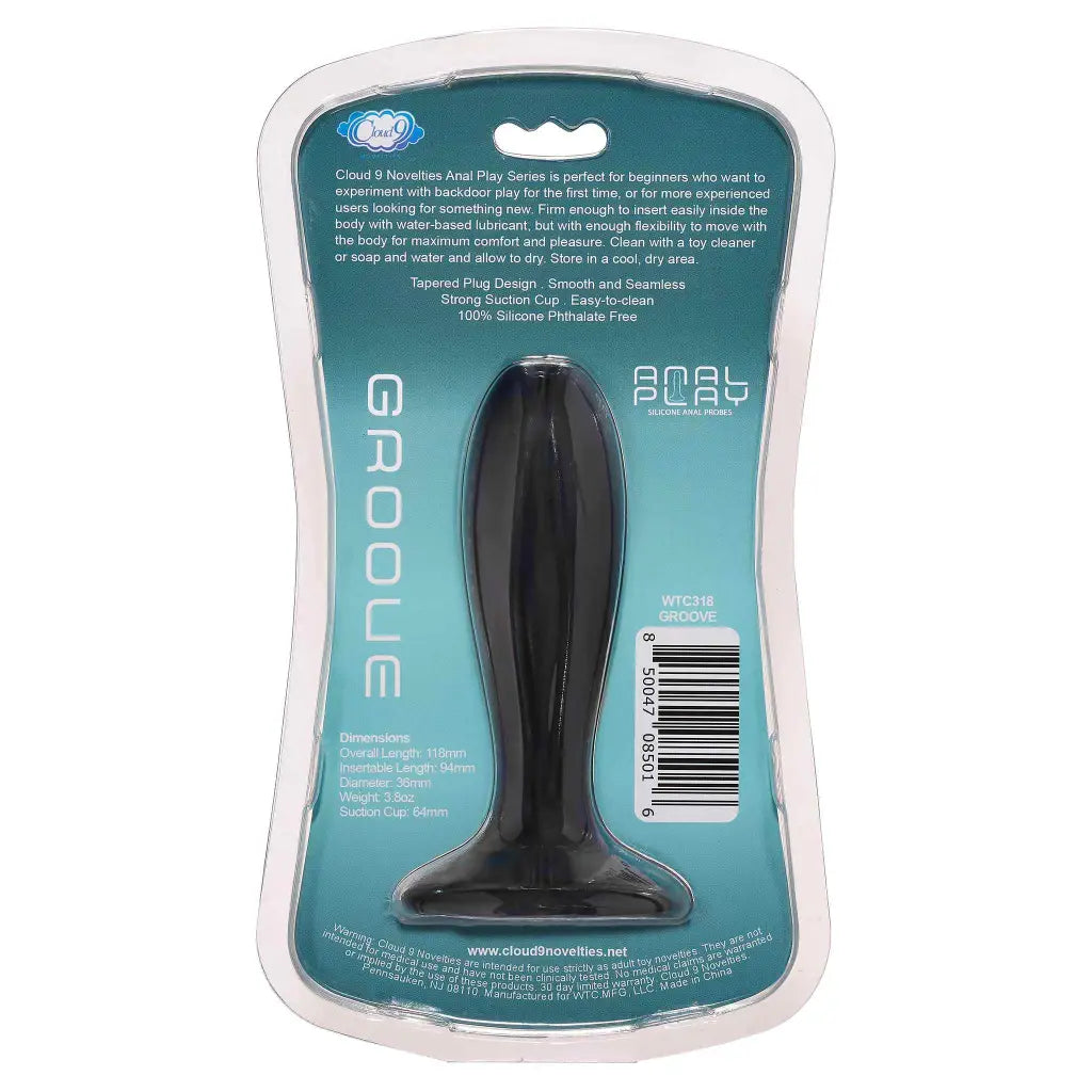 Cloud 9 Anal Play Silicone Groove - Black - Butt Plug