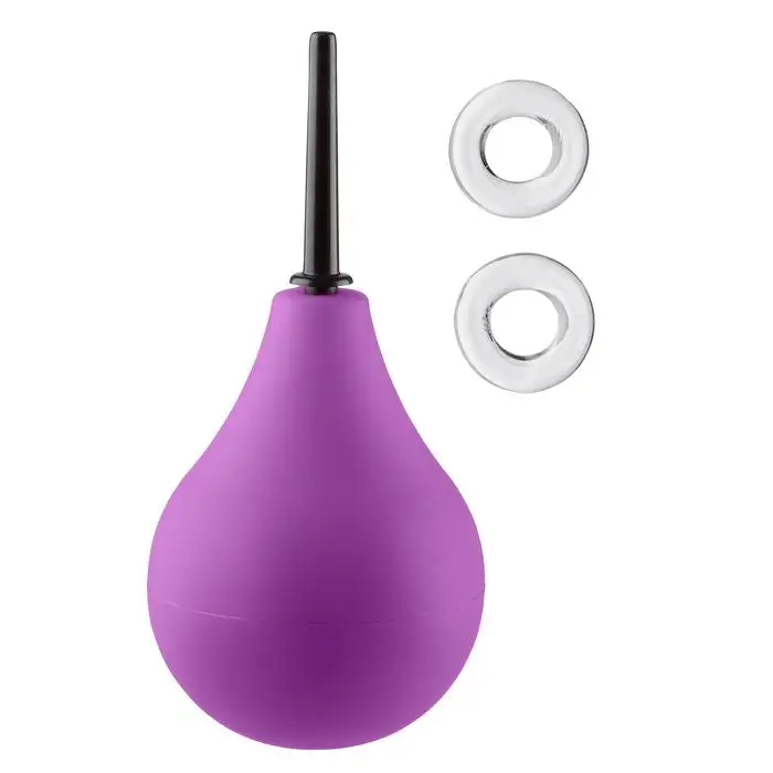 Cloud 9 Fresh + Deluxe Anal Soft Tip Enema Douche 7.6 Oz W/ Ez Squeeze Bulb & 2 C-rings - Purple - Enema