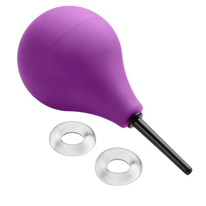 Cloud 9 Fresh + Deluxe Anal Soft Tip Enema Douche 7.6 Oz W/ Ez Squeeze Bulb & 2 C-rings - Purple - Enema