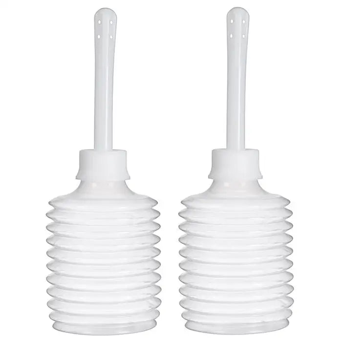 Cloud 9 Fresh + Portable Anal Enema Douche 3.3 Oz Ez Squeeze Bulb 2 Pack - White - Enema