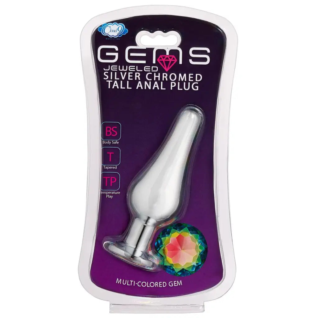 Cloud 9 Gems Silver Chromed Tall Anal Plug - Butt Plug