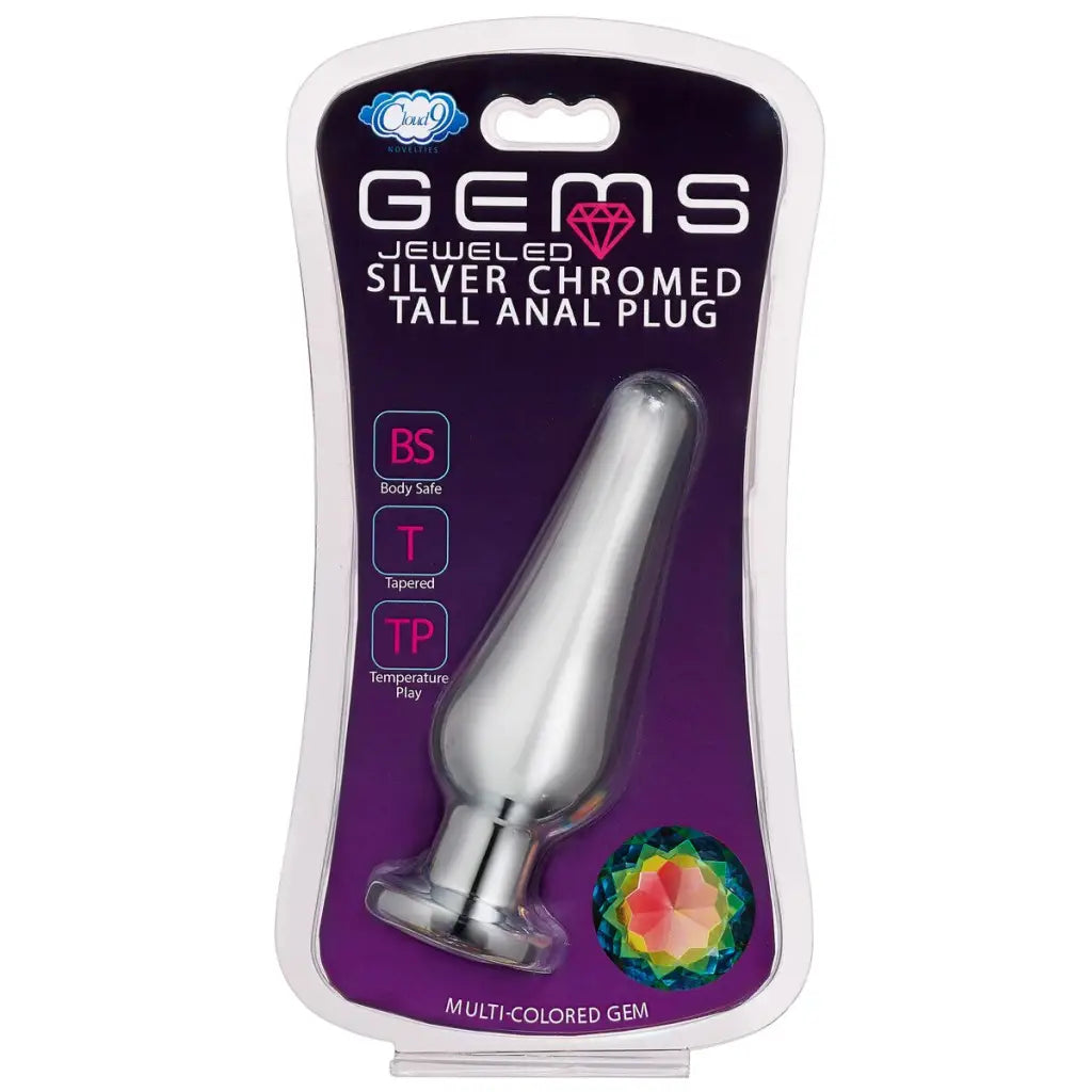 Cloud 9 Gems Silver Chromed Tall Anal Plug - Butt Plug