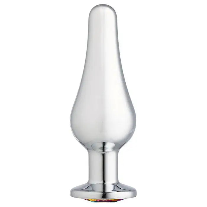 Cloud 9 Gems Silver Chromed Tall Anal Plug - Small / Clear - Butt Plug