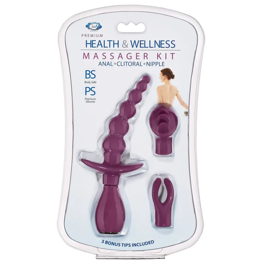 Cloud 9 Health & Wellness Anal Clitoral & Nipple Massager Kit - Plum - Anal Kit