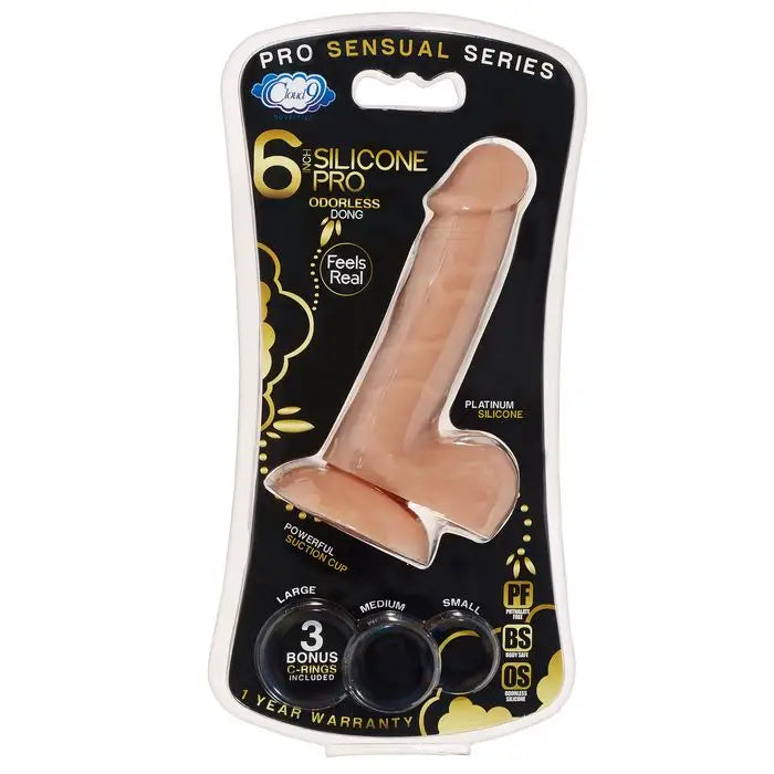 Cloud 9 Pro Sensual Premium Silicone Dong W/ 3 C Rings - Caramel / 6’’ - Realistic Dildo