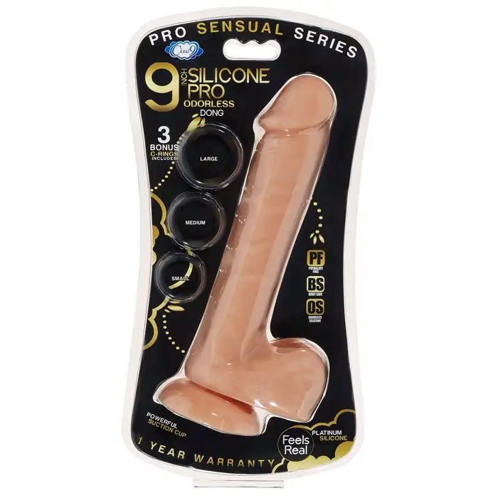 Cloud 9 Pro Sensual Premium Silicone Dong W/ 3 C Rings 9 ’ - Caramel - Realistic Dildo