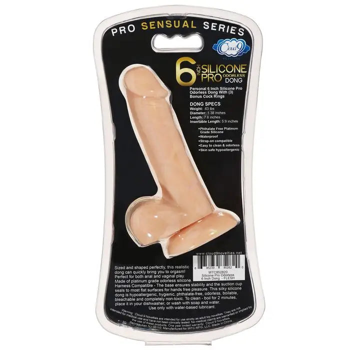 Cloud 9 Pro Sensual Premium Silicone Dong W/ 3 C Rings - Realistic Dildo