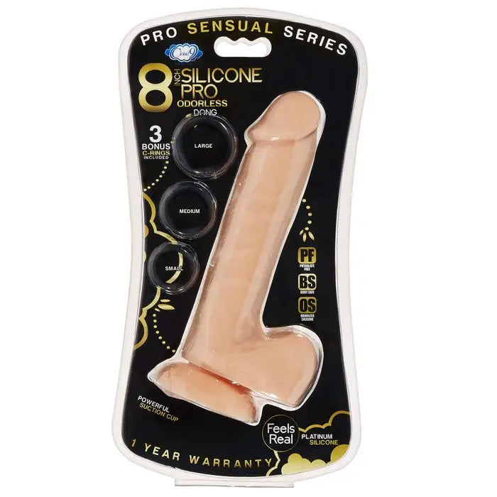 Cloud 9 Pro Sensual Premium Silicone Dong W/ 3 C Rings - Vanilla / 8’’ - Realistic Dildo