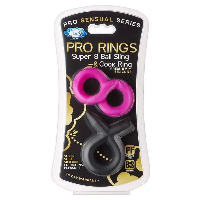 Cloud 9 Pro Sensual Silicone Super 8 Ring & Tie Sling 2 Pack - Cock Ring