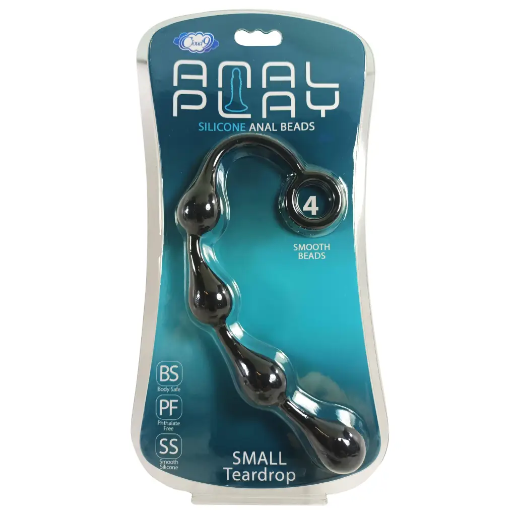 Cloud 9 Silicone Anal Teardrop Small Black - Anal Beads