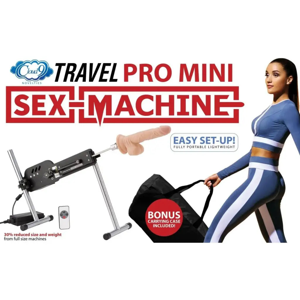 Cloud 9 Novelties Thrusting Machine Black Cloud 9 Travel Pro Mini Sex Machine at the Haus of Shag