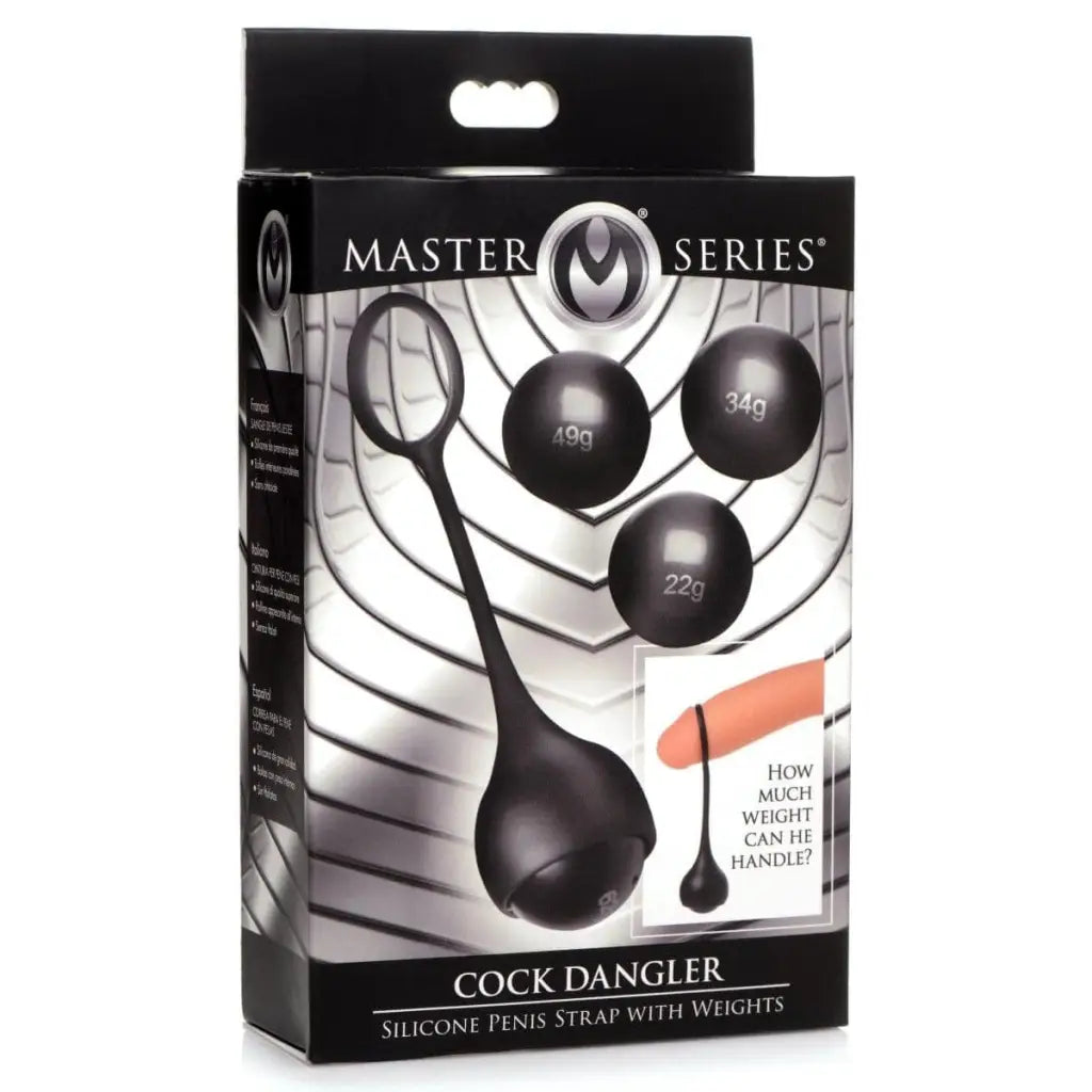 Master Series Cock Ring Cock Dangler Silicone Penis Strap With Weights at the Haus of Shag