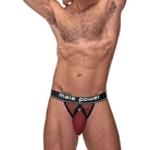 Male Power Jock Strap Burgundy / L/XL Cock Pit Cock Ring Jock at the Haus of Shag