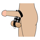 Cartoon hand with wrist strap displaying Cock Strap And Ball Stretcher product