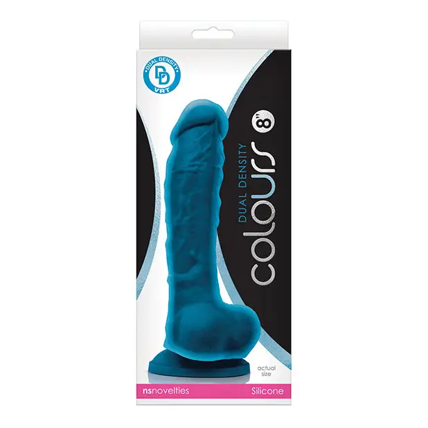 Colours Dual Density 8 in. Dildo Dark Brown - Blue - Realistic Dildo