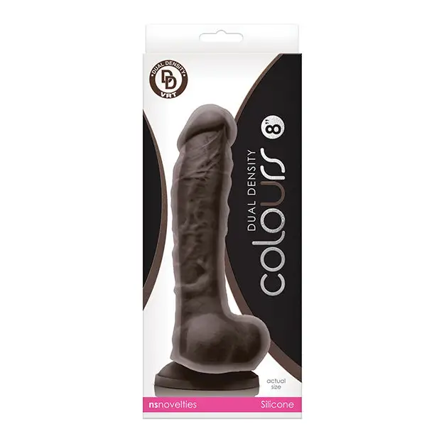 Colours Dual Density 8 in. Dildo Dark Brown - Dark Brown - Realistic Dildo