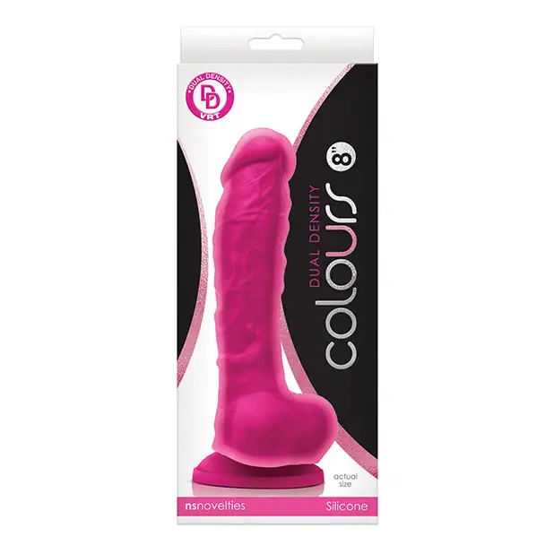 Colours Dual Density 8 in. Dildo Dark Brown - Pink - Realistic Dildo