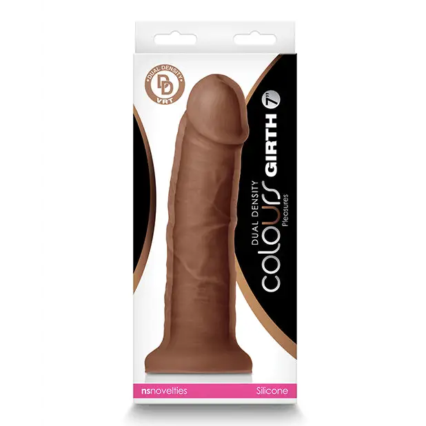 Colours Dual Density Girth 7 in. Dildo: Realistic, vibrating chocolate cocky