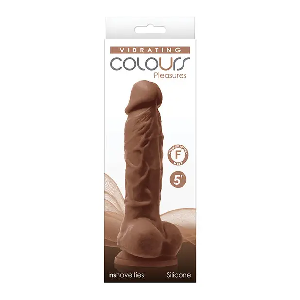 Colours Pleasures 5 in. Vibrating Dildo Beige - Brown - Realistic Dildo