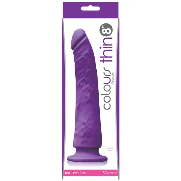 Colours Pleasures Thin 8 in. Dildo Purple - Purple - Realistic Dildo