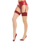 Coquette Thigh-High Stockings One Size Fits Most (Queen) / Red Coquette Cuban Heel & Sheer Thigh High with Back Seam at the Haus of Shag