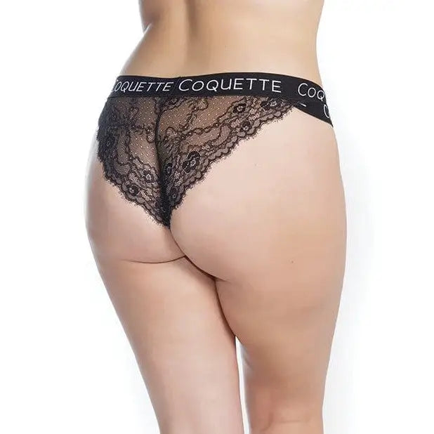 Coquette Panties One Size Fits Most (Queen) / Black Coquette Fine Lace Back Panty W/double Strap Waistband at the Haus of Shag