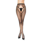 Coquette Fishnet Natural Waist Crotchless Pantyhose with high heels for a bold look