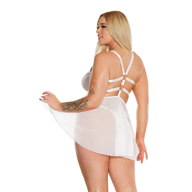 Coquette Pleasure Collection Babydoll and Thong - One Size Fits Most (Queen) / White - Babydoll