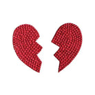 Coquette Pasties One Size Fits Most / Red Coquette Rhinestone Broken Heart Reusable Pastie at the Haus of Shag