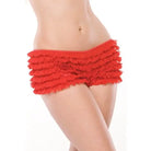 Red ruffled boyshort-style underwear with frills - Coquette Ruffle Shorts with Back Bow Detail