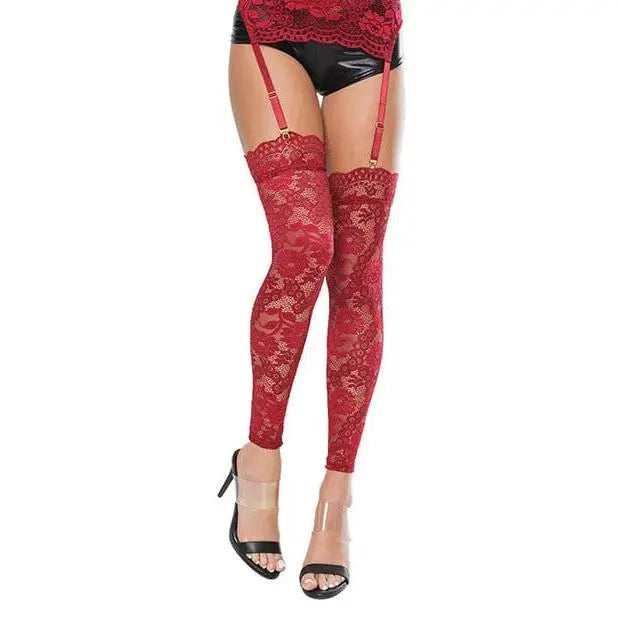 Coquette Thigh-High Stockings Coquette Scallop Stretch Lace Footless Stockings at the Haus of Shag