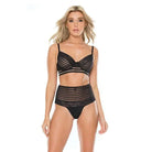 Coquette Lingerie Set Coquette Striped Mesh Bra & High Waist Thong at the Haus of Shag