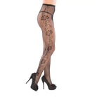 Coquette Pantyhose One Size Fits Most / Black Coqutte Pantyhose with Side Rose Detail at the Haus of Shag