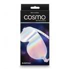 Close-up of Cosmo Bondage Blindfold Rainbow packaging on a white background