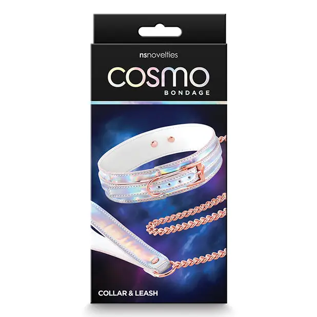 Cosmo Bondage Collar: White bracelet with rose gold chain from Cosmo Bondage Collar & Leash Rainbow