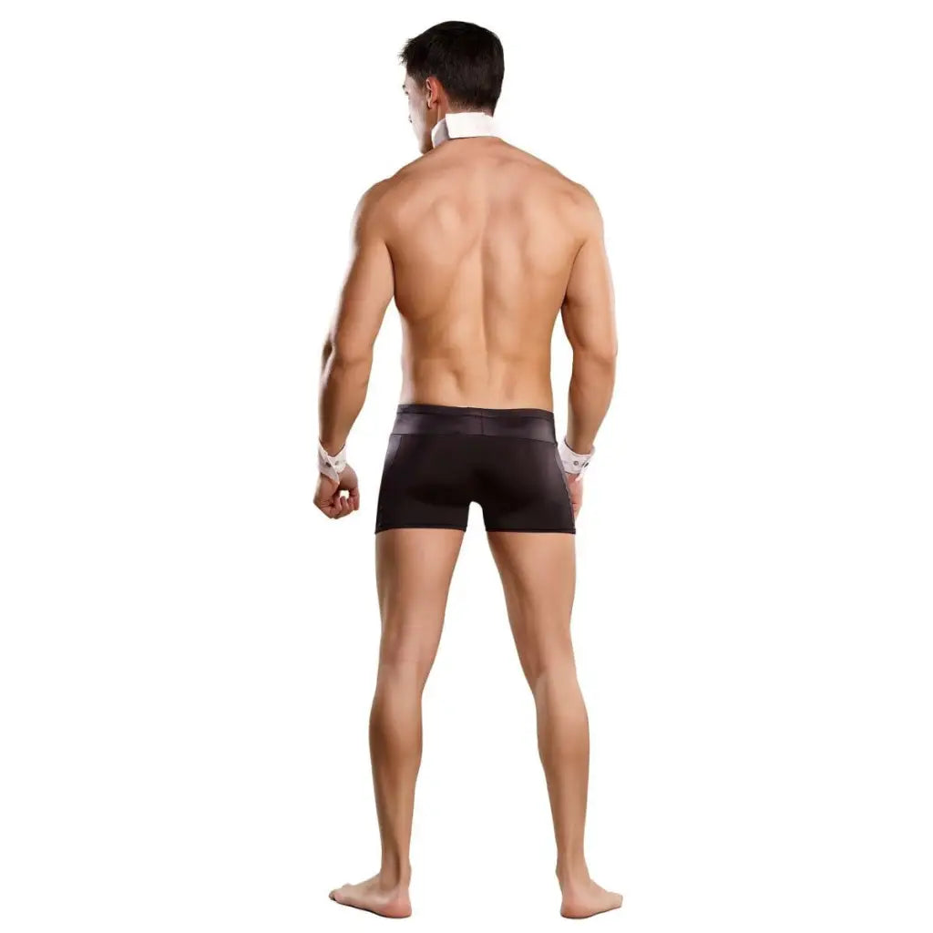 Muscular shirtless man in black boxer briefs from behind - Costume Butt-ler Black S/M