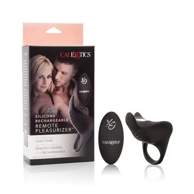 CalExotics Stimulators Couple's Enhancers Silicone Rechargeable Remote Pleasurizer - Black at the Haus of Shag