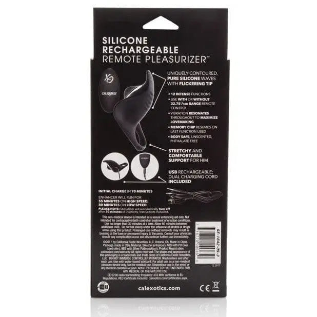 CalExotics Stimulators Couple's Enhancers Silicone Rechargeable Remote Pleasurizer - Black at the Haus of Shag