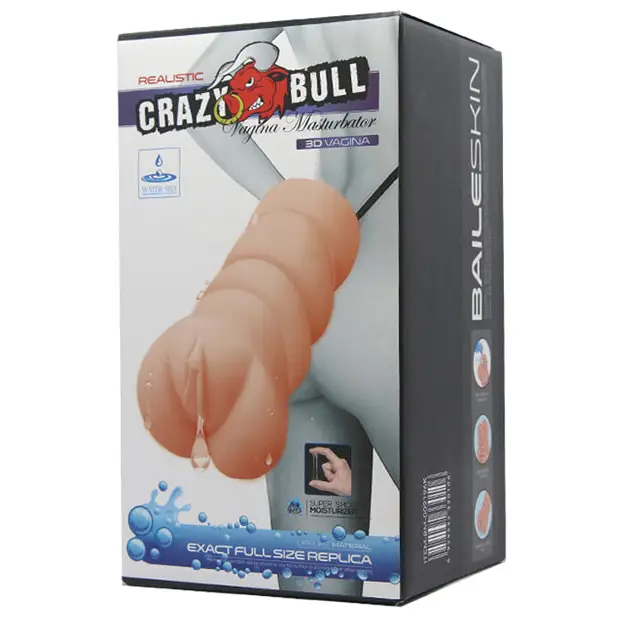 Crazy Bull No Lube Vagina Masturbator Sleeve - Ivory - Manual Stroker