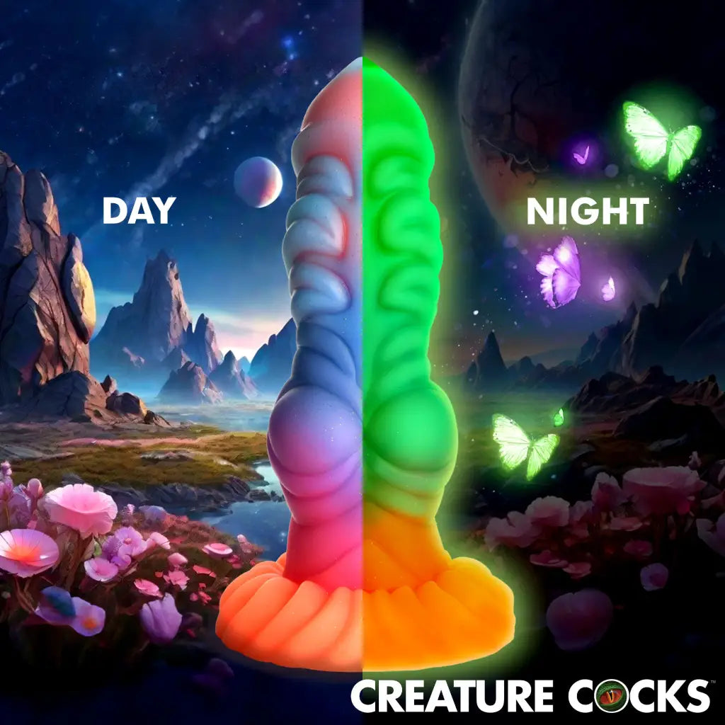 Creature Cocks Alien Invader Glow-in-the-dark Silicone Dildo - Glow in the Dark - Fantasy Dildo